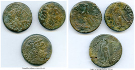 ANCIENT LOTS. Greek. Ptolemaic Egypt. Lot of three (3) AE issues. VG, pitting, porosity. Includes: AE issues (3), various rulers (64.24 gm, 63.46 gm, ...