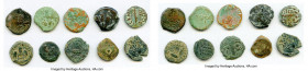 ANCIENT LOTS. Judaea. AD 1st century. Lot of ten (10) AE prutahs. Fine. Includes: Various issuers, dates and themes. Ten (10) coins in lot. SOLD AS IS...