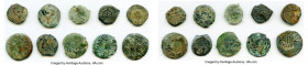 ANCIENT LOTS. Judaea. AD 1st century. Lot of ten (10) AE prutahs. Fine. Includes: Various issuers, dates and themes. Ten (10) coins in lot. SOLD AS IS...