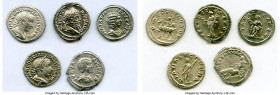 ANCIENT LOTS. Roman Imperial. Lot of five (5) AR denarii. VF-XF. Includes: Five Roman Imperial denarii, various emperors and empresses with different ...