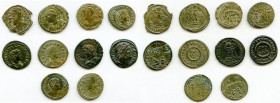 ANCIENT LOTS. Roman Imperial. AD 4th century. Lot of ten (10) AE3 or BI nummi. About XF-Choice AU, edge chip Includes: Various emperors with different...