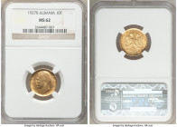Zog I gold 10 Franga Ari 1927-R MS62 NGC, Rome mint, KM9. Mintage: 6,000. One year type. 

HID09801242017

© 2020 Heritage Auctions | All Rights R...