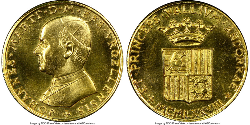 Principality. Joan Marti gold Sovereign (Sobirana d'Or) 1978 MS66 NGC, KM-Unl., ...