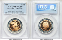 Elizabeth II bimetallic gold & silver Proof 100 Dollars 1999 PR67 Deep Cameo PCGS, Perth mint, KM474. Mintage: 7,500. Perth mint centennial sovereign ...