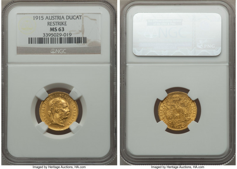 Franz Joseph I gold Restrike Ducat 1915 MS63 NGC, KM2267. AGW 0.1107 oz.

HID0...