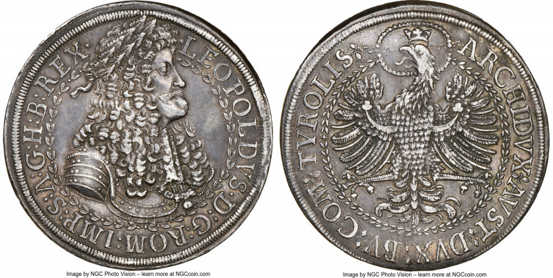 Leopold I 2 Taler ND (1686-1696) AU55 NGC, Hall mint, KM1338, Dav-3252. 57.39gm....