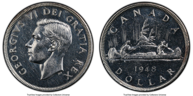 George VI Dollar 1948 UNC Details (Cleaned) PCGS, Royal Canadian mint, KM46. Min...