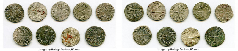 Principality of Antioch 9-Piece Lot of Uncertified Bohemond era "Helmet" Deniers...