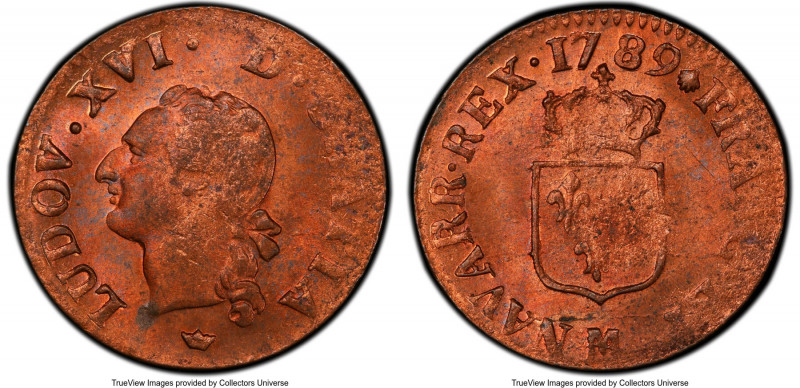 Louis XVI Liard 1789-M MS64 Red and Brown PCGS, Toulouse mint, KM585.10.,Gad-348...