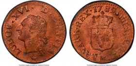 Louis XVI Liard 1789-M MS64 Red and Brown PCGS, Toulouse mint, KM585.10.,Gad-348. Captivating, lustrous surfaces that retain much of its original mint...