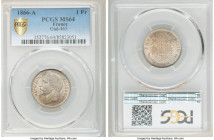 Napoleon III Franc 1866-A MS64 PCGS, Paris mint, KM806.1, Gad-463. Subdued luster, steel-gray and gold toning. 

HID09801242017

© 2020 Heritage A...