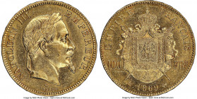 Napoleon III gold 100 Francs 1869-BB AU58 NGC, Strasbourg mint, KM802.2, Fr-551, Gad-1136. Mintage: 14,000. AGW 0.9334 oz. 

HID09801242017

© 202...