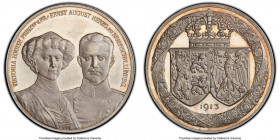 Brunswick-Calenberg-Hannover. Ernst August & Victoria Luise silver Specimen "Wedding" Medal 1913 SP65 PCGS, Brockmann-580. By Lauer. VIKTORIA LOUISE P...