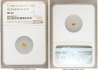 Regensburg. Free City gold 1/32 Ducat ND (c. 1750) MS65 NGC, KM355, Fr-2547. A gem of a highly unusual and miniscule coin with brilliant surfaces.

...
