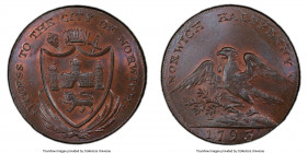 Norfolk. Norwich copper 1/2 Penny Token 1793 MS66 Brown PCGS, D&H-31. SUCCESS TO THE CITY OF NORWICH Crowned arms above Palm sprigs, scepter and sword...