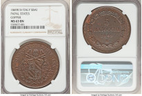 Papal States. Pius IX 5 Baiocchi Anno IV (1849)-R MS63 Brown NGC, Rome mint, KM1346.

HID09801242017

© 2020 Heritage Auctions | All Rights Reserv...