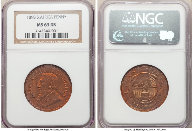 Republic Penny 1898 MS63 Red and Brown NGC, KM2. Fiery Red with glowing luster w...