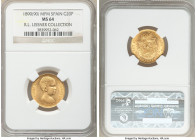 Alfonso XIII gold 20 Pesetas 1890(90) MP-M MS64 NGC, Madrid mint, KM693. Tied with three others for top grade. Ex. R.L. Lissner Collection

HID09801...