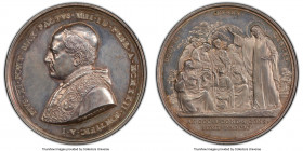 Pius XI silver Specimen Medal 1922 SP62 PCGS, Mazio-881. 43mm. By Mistruzzi. PIVS XI PONT MAX FACTVS VIII ID FEBR A MCMXXII PONTIFIC A I His bust left...