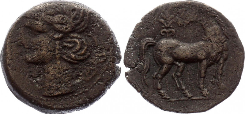 Ancient Greece Tetrahalk 300 - 270 BC
Copper 7,01 g.; Obv: Head of Tanit facing...