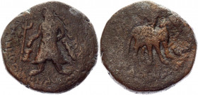 India Kushan Empire AE Tetradrachm 100 - 128 AD, Vima Kadphises
Göbl, type 762. MAC 3008; Copper 16,29g.; VF