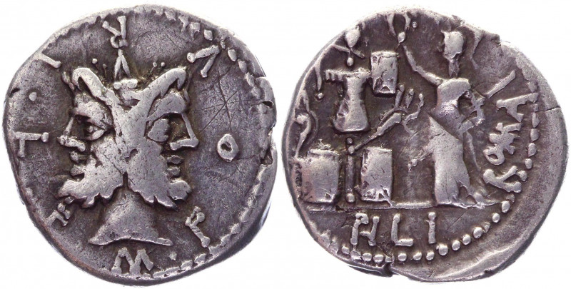 Roman Republic Denarius 120 BC, M. Furius L. f. Philus
Crawford 281/1; RSC Furi...