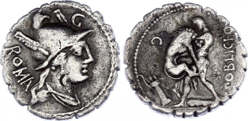 Roman Republic Denarius 80 BC, C. Poblicius
Silver 3,69 g.; Obv: Draped bust of...