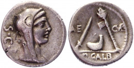 Roman Republic Denarius 69 BC, P. Galba
Crawford 406/1. Sydenham 839;.Silver 3.90 g.; S.C Veiled and draped bust of Vesta to right. Rev. AE - CVR / P...