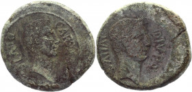 Roman Republic Dupondius 38 BC, Octavian and Julius Caesar
RRC# 535/1, CRR# 1335, RCV I# 1569, RPC I# 620; Copper 18,67 g.; Obv: Bare head of Octaviu...