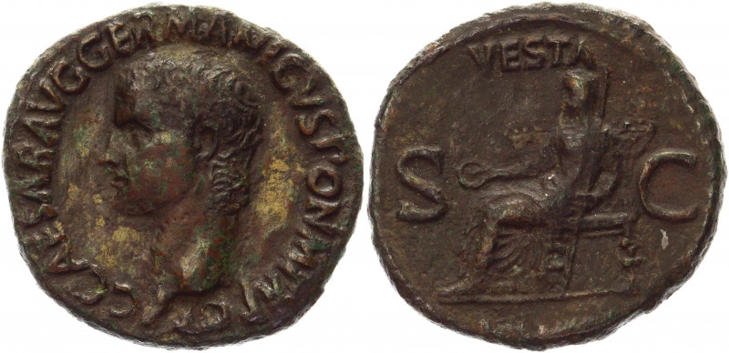 Roman Empire As 37 - 38 AD, Caligula
RIC 38, BMC 46, C 27; Copper 10,92 g.; Obv...
