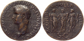 Roman Empire Sestertius 37 - 38 AD, Caligula
RIC 33, BMC 37; Copper 13,55 g.; Obv: CCAESARAVGGERMANICVSPONMTRPOT - Laureate head left. Rev: AGRIPPINA...
