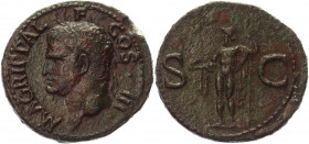 Roman Empire As 37 - 41 AD, Agrippa
RIC 58 (Caligula), BMC 161 (Tiberius), BN 77, C 3; Copper 10,86 g.; Obv: MAGRIPPALFCOSIII - Head left, wearing ro...
