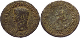 Roman Empire Sestertius 41 - 54 AD, Claudius
Copper 29,28 g.; Obv: TICLAVDIVSCAESARAVGPMTRPIMP - Laureate head right. Rev: NEROCLAVDIVSDRVSVSGERMANIM...