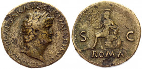 Roman Empire Sestertius 65 AD, Nero
RIC 274, BMC 178, C 262; Copper 27,44 grmm. Obv: NEROCLAVDCAESARAVGGERPMTRPIMPPP - Laureate head left. Rev: No le...