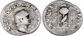 Roman Empire Denarius 69 AD Vitellius
RIC 70, BMC 3, C 115; Silver 2.95 g.; Obv: AVITELLIVSGERMANICVSIMP - Laureate head right. Rev: XVVIRSACRFAC - T...