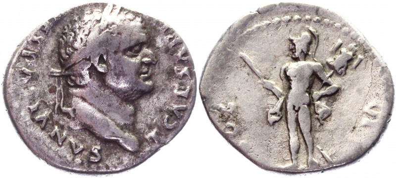 Roman Empire Denarius 78 AD, Vespasian
RIC 104, S 2288; Silver 3,27 g.; Obv: IM...