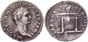 Roman Empire Denarius 81 AD, Domitian
RIC 16, C 575; Silver 3,03 g.; Obv: IMPCAESDOMITIANVSAVGPM - Laureate head right. Rev: TRPCOSVIIDESVIIIPP - Thr...