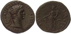 Roman Empire Dupondius 92 - 94 AD, Domitian
RIC 405, C 133; Copper 12,25 g.; Obv: IMPCAESDOMITAVGGERMCOSXVICENSPERPP - Radiate head right. Rev: FORTV...