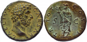 Roman Empire Sestertius 137 AD, Aelius Caesar
RIC 1055; C. 56; BMC 1914; Copper 24,10g.; Vs.: L AELIVS CAESAR; Rs.: TR POT COS II / SC; VF-XF