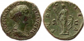 Roman Empire As 145 - 161 AD, Faustina II
RIC 1403 (Antoninus Pius), C 179; Copper 12,49 g.; Obv: FAVSTINAEAVGPIIAVGFIL - Draped bust right. Rev: PVD...