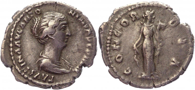 Roman Empire Denarius 152 - 154 AD, Faustina II
RIC 500b (Antoninus Pius), S 47...