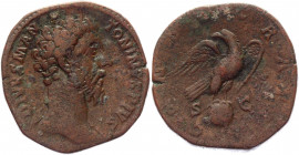 Roman Empire Sestertius 161 AD, Commodus
RIC 657 (Commodus), BMC 85; Copper 20,19 g.; Obv: DIVVSMANTONINVSPIVS - Bare head right. Rev: CONSECRATIO - ...