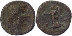 Roman Empire Sestertius 167 - 168 AD, Lucius Verus
BMC 601; RIC 952; Copper 20,75g.; VF