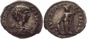 Roman Empire Denarius 196 AD, Caracalla
RIC 2, C 562; Silver 2,69 g.; Obv: MAVRANTONINVSCAES - Bare-headed, draped and cuirassed bust right. Rev: SEC...
