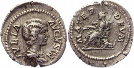 Roman Empire Denarius 196 - 211 AD, Julia Domna
RIC 564 (Septimius Severus), S 6593, C 123; Silver 2,99 g.; Obv: IVLIAAVGVSTA - Draped bust right. Re...