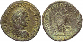 Roman Empire Sestertius 210 - 213 AD, Caracalla
Copper 23,77 g.; Obv: MAVRELANTONINVSPIVSAVGGERM - Laureate, draped and cuirassed bust right. Rev: PM...