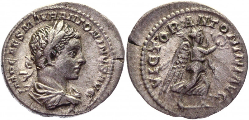Roman Empire Denarius 218 AD, Elagabalus
RIC 156b, BMC 36, C 289a; Silver 2,78 ...