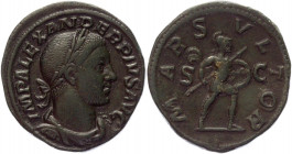 Roman Empire Sestertius 231 - 235 AD, Alexander Severus
RIC 635d, C 169; Copper 21,41 g.; Obv: IMPALEXANDERPIVSAVG - Laureate, draped and cuirassed b...