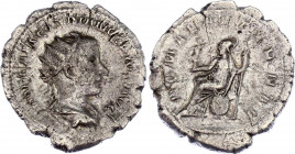 Roman Empire Antonianus 239 (ND) Gordian III
RIC 38, C 312; Silver 3,75 g.; Obv: IMPCAESMANTGORDIANVSAVG - Radiate, draped and cuirassed bust right. ...
