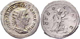 Roman Empire Antoninianus 244 - 249 AD, Philip I
RIC 49b, C 227; Silver 4,68 g.; Obv: IMPMIVLPHILIPPVSAVG - Radiate, draped and cuirassed bust right....